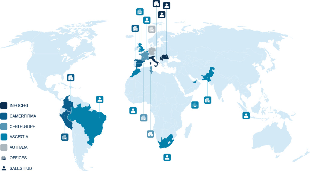 world map in blue colour with annotations on top